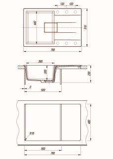 Кухонная мойка Florentina Ривьера 780 бежевый
